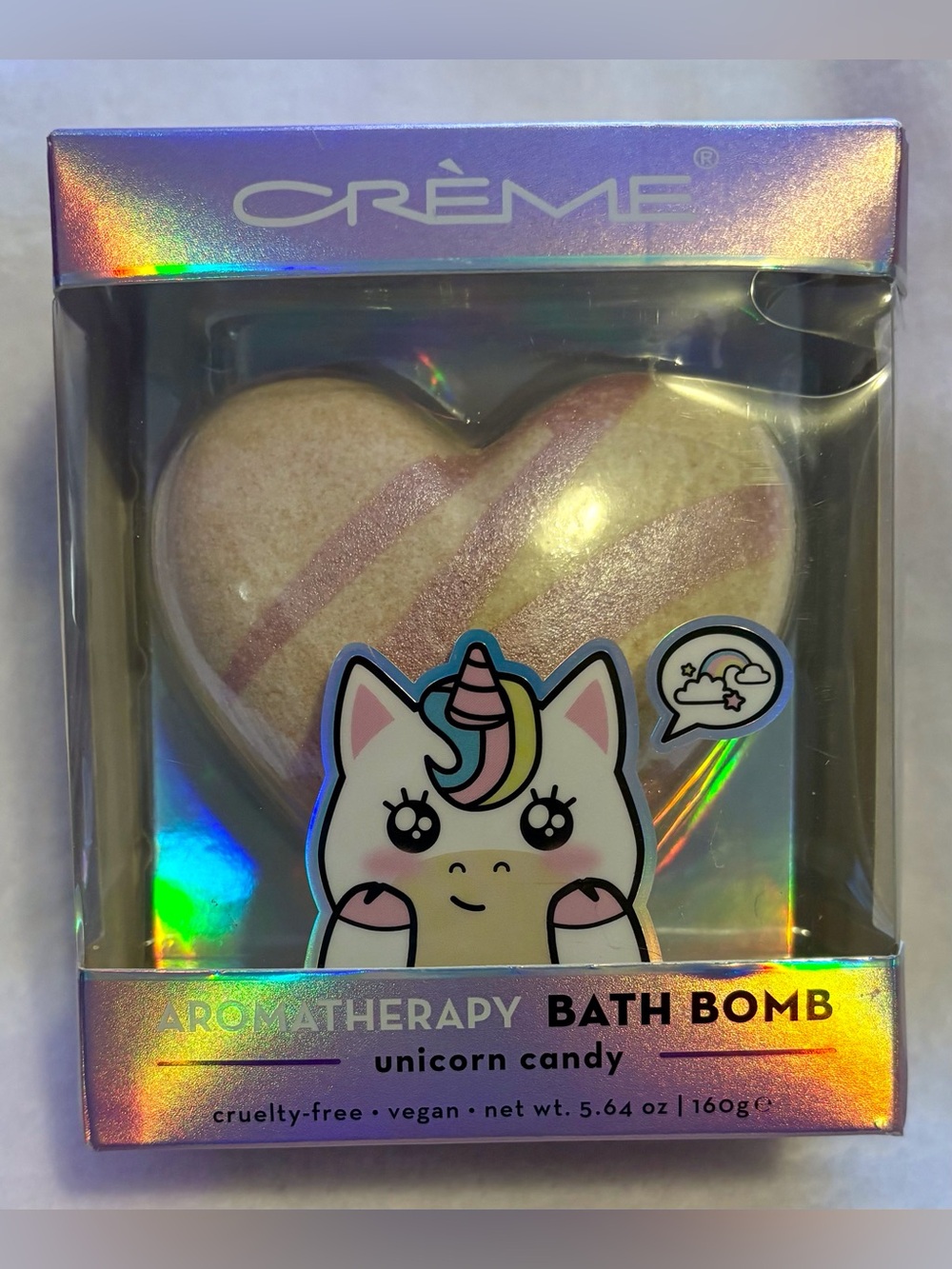 Crème Unicorn Candy Heart Bath Bomb - Pink & Cream